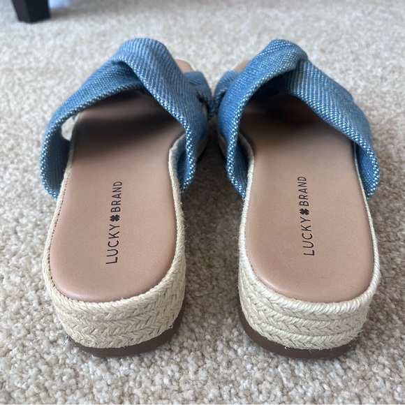Lucky Brand Denim Blue Twist Slide Espadrille Sandals Women's Size 9 - Picture 5 of 11